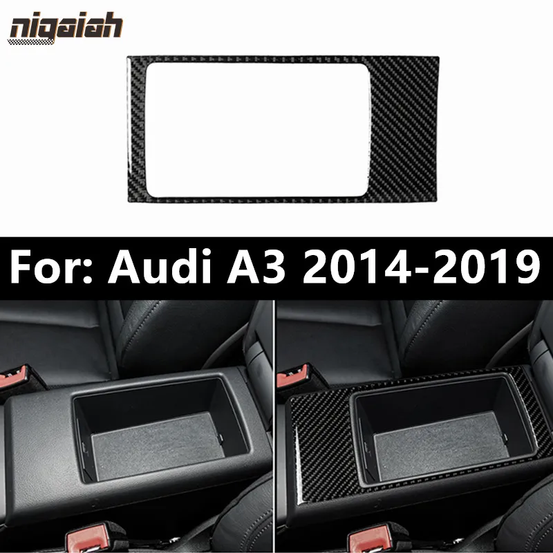 

Carbon Fiber Armrest Box Panel for Audi A3 2014-2019 Central Storage Box Decoration Trim Stickers Interior Accessories