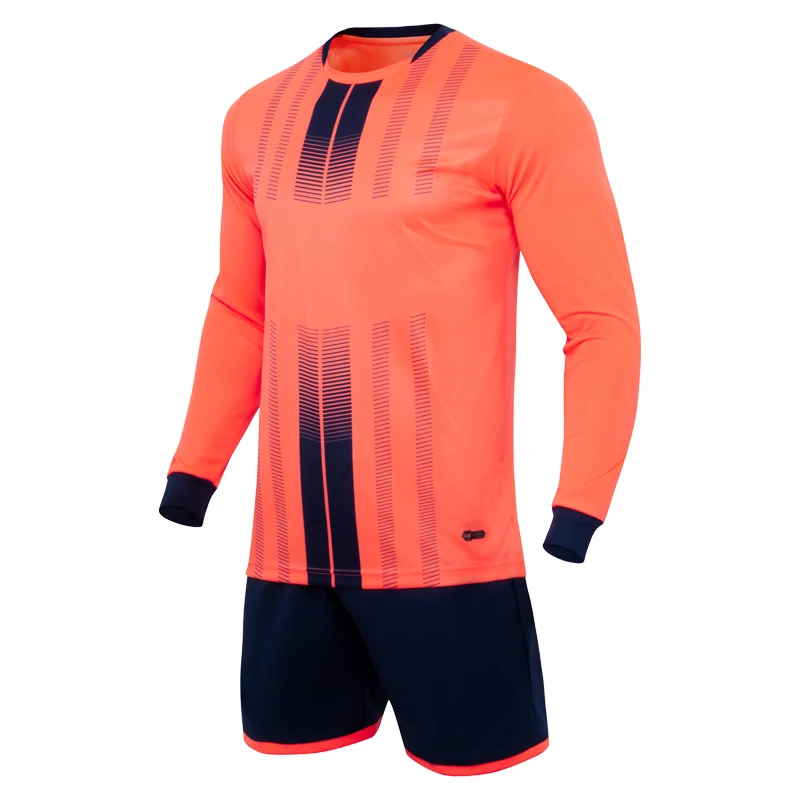 Мужская зеленая футбольная майка с длинным рукавом оранжевая Футбольная форма