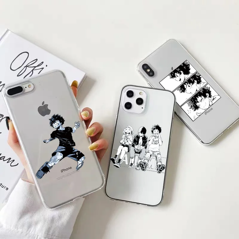 Phone Case for iphone 13 X XS MAX XR 8 7 Plus 12 mini 11 Pro Max SE 2 Anime My Hero Academia Soft Transparent Clear Cover Fundas