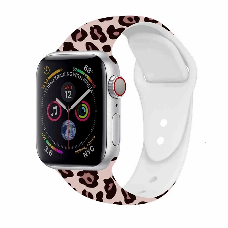 Apple watch Band цветочный Леопардовый силиконовый Печатный сменный ремешок браслет для iwatch 1 2 3 4 четыре стиля