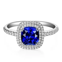 925 silver jewelry ring geometric shape sapphire zircon gemstone open finger rings for women wedding party ornaments wholesale