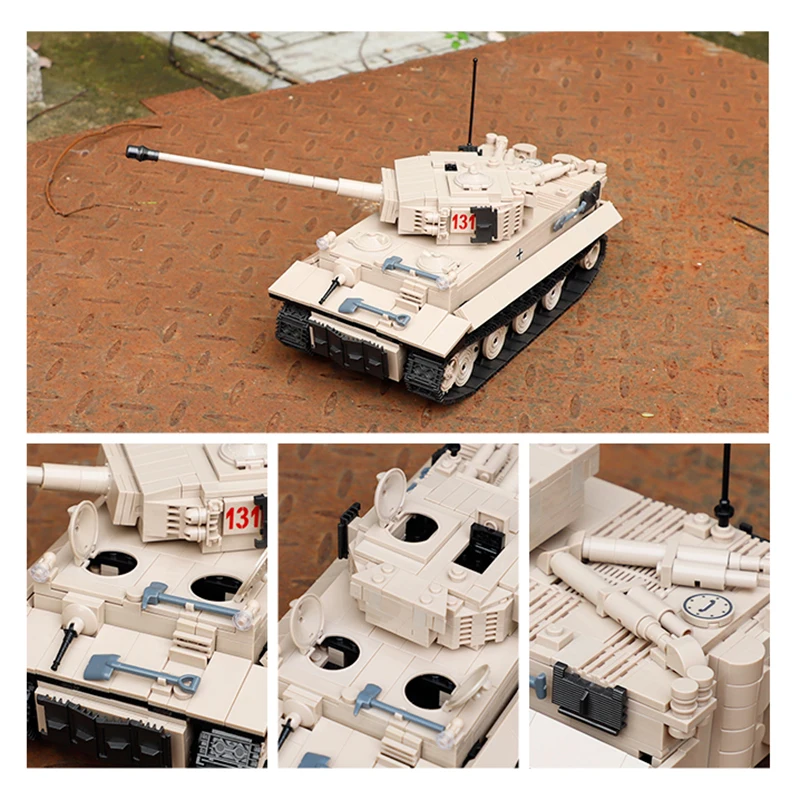 

1018PCS WW2 Military Tiger Tank 131 Building Blocks Military WW2 Tank Soldier Weapon Army Bricks Boys Toys For children