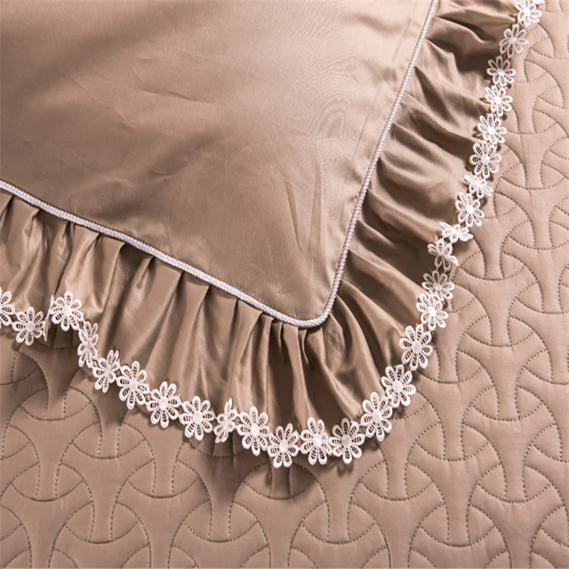 Новинка 2019 хлопковое стеганое кружевное покрывало наволочки 2/3 однотонное
