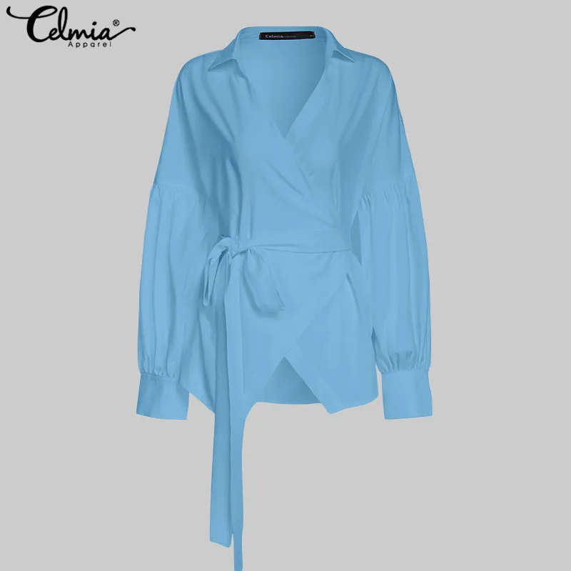 Модные элегантные OL/женские туфли лодочки с баской блузки размера плюс рукавами