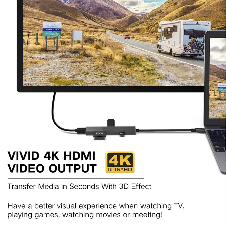 USB 3 1 Type-C концентратор HDMI-совместимого адаптера 4K Thunderbolt до TF Card Reader PD для MacBook Pro/Air