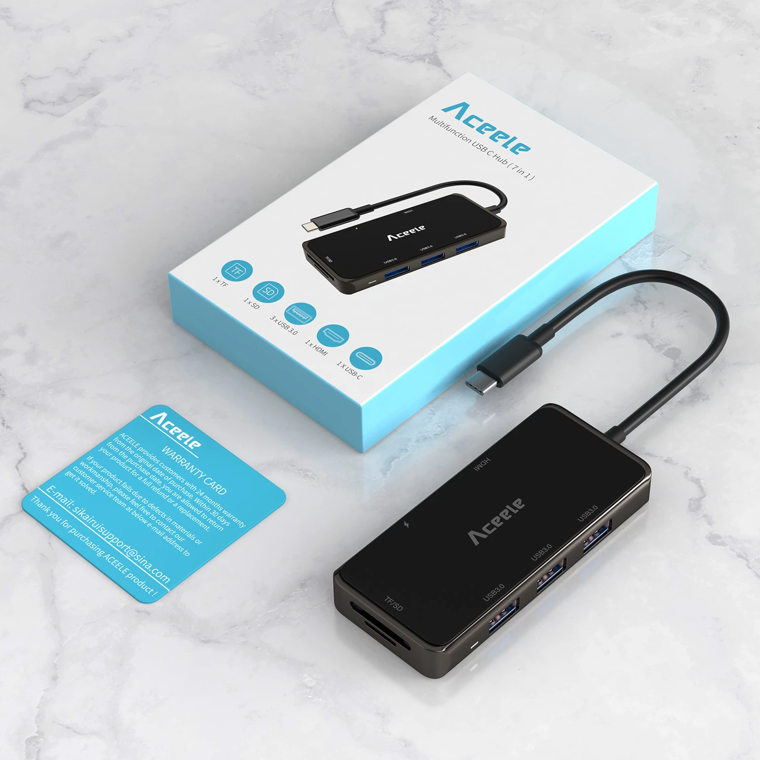 Aceele 7 в 1 нескользящий USB C концентратор 3 0 HDMI питание доставка SD/TF карт ридер порты
