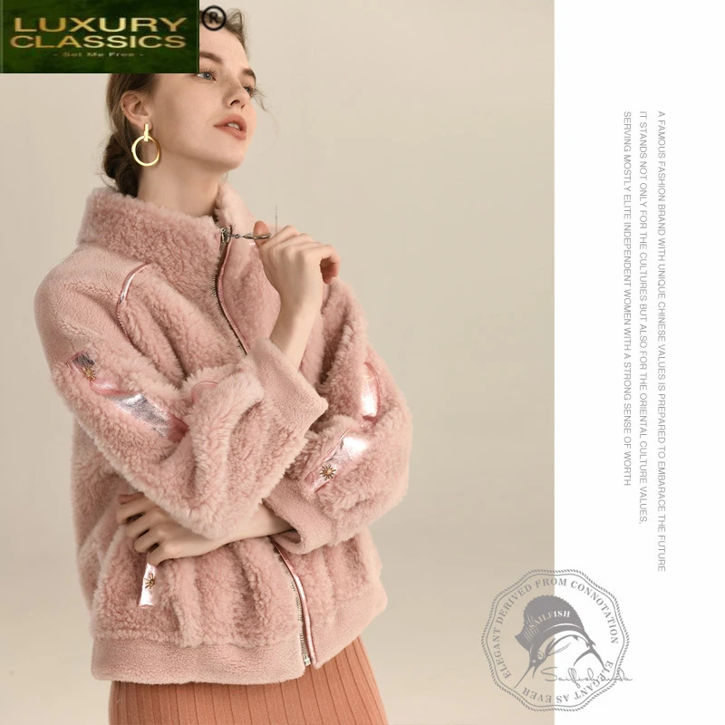 Пальто из натурального меха женская зимняя розовая кожаная куртка 2021 корейские