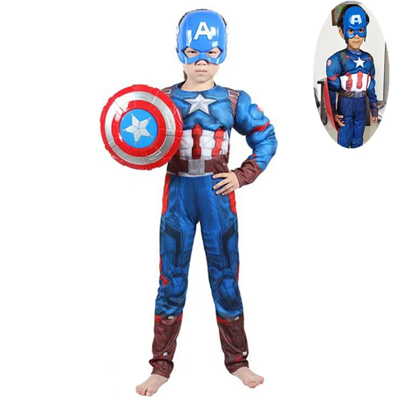 Костюм супергероя Мстителей для мальчиков и девочек детский Косплей Капитана