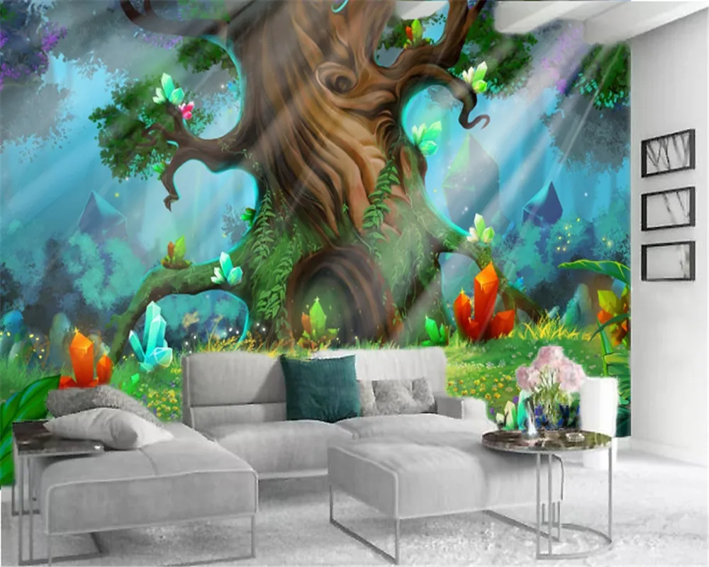 

Wall Murals Wallpaper Cartoon Fantasy Huge Tree Customize Your Favorite Silk Wallpaper
