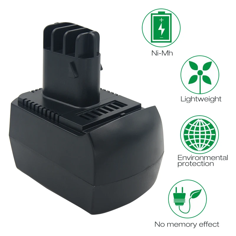 

12V 3300mAh Ni-MH Replacement Rechargeable Battery for Metabo Power Tools BZ12SP BS12SP BSZ12 Impuls BSZ12 Premium ULA9.6-18