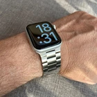 Ремешок из нержавеющей стали для Apple Watch 44 мм, 40 мм, 45 мм, 41 мм, 42 мм, сверхтонкий Металлический Браслет для IWatch серии 7, 6, SE, 5, 4