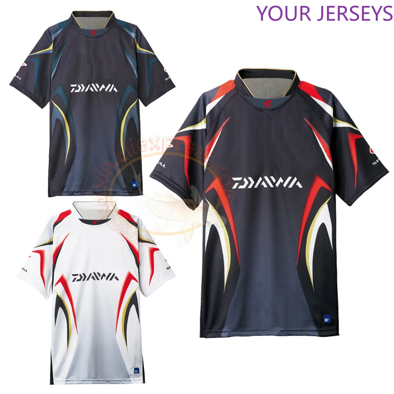 

2022 дышащая одежда для рыбалки Daiwa с коротким рукавом и V-образным вырезом, мужская одежда с защитой от ультрафиолета, уличные рубашки высшего...
