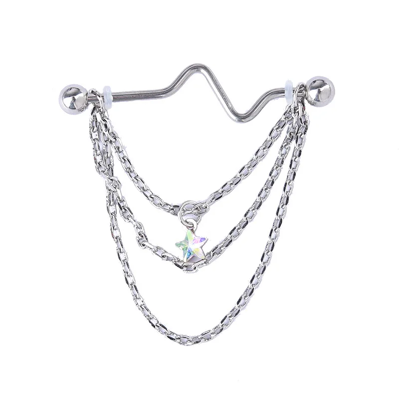 

Industrial Barbell Earring Long Bar Earring Cartilge Earring Helix Body Piercing Jewelry Oreja Ring Chain 1.6*38mm*5