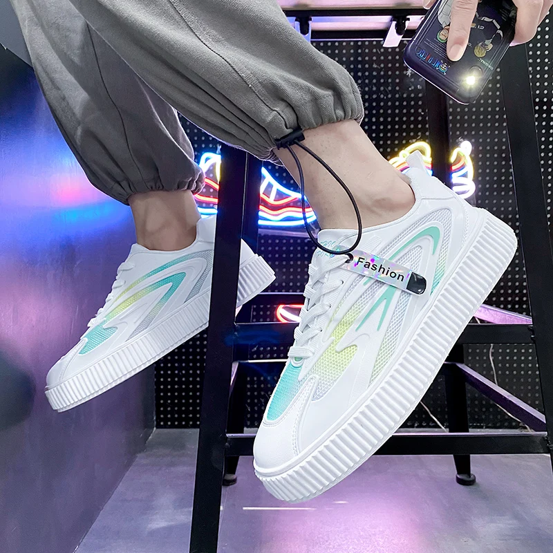 

Men's Shoes White Casual Shoes Fashion Men Luxurious Thick Bottom Antiskid Sneakers Light Breathable Summer High Quality Mesh