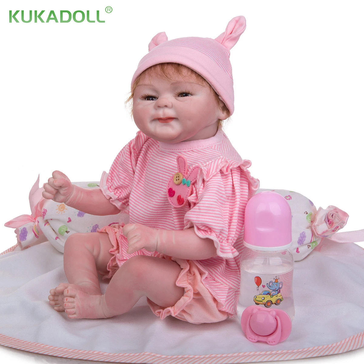 

KUKADOLL 17 дюймов 42 см Reborn для маленьких девочек куклы реалистичные ткани тела Забавный улыбка Boneca младенцев Кукла Детская на день рождения, рож...
