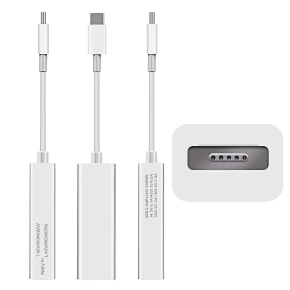 Адаптер Usb C Magsafe адаптер переходник Type To 1 & 2 совместим с Pro/Air и любыми устройствами