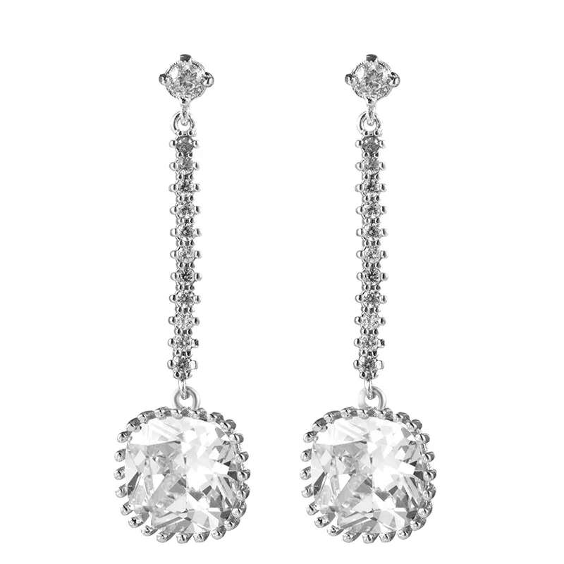 

New Wild Hot Sale White Zircon Long European And American Popular Creative Ladies Earrings