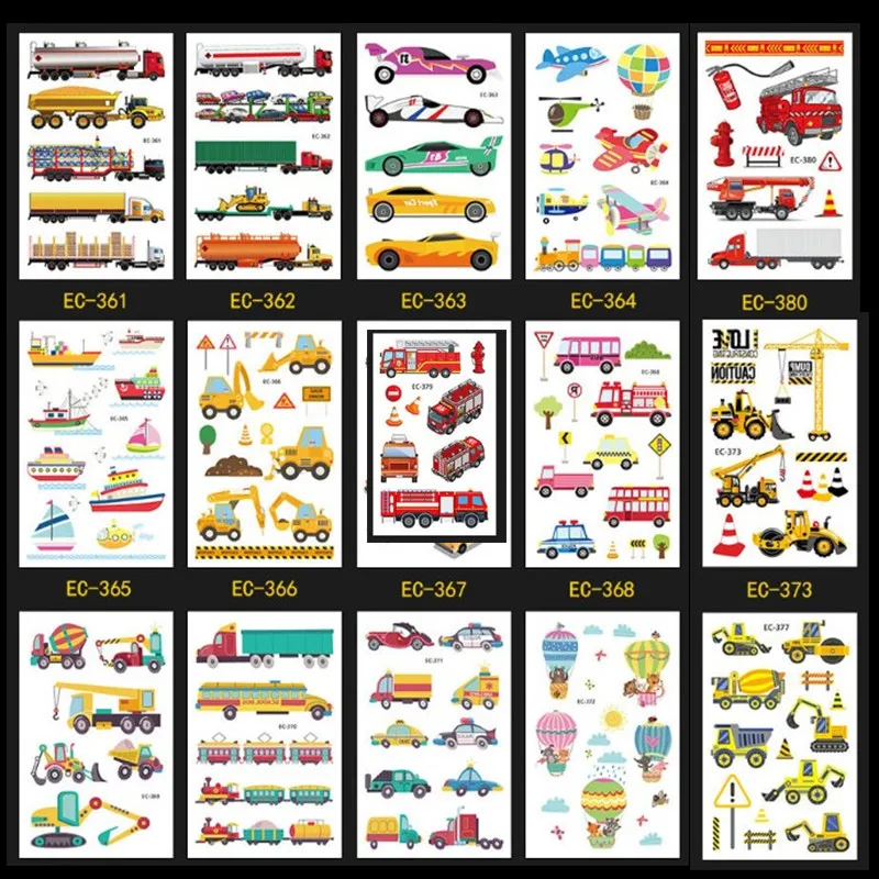 Временная тату наклейка для мальчиков детская машинка самолеты транспортировка