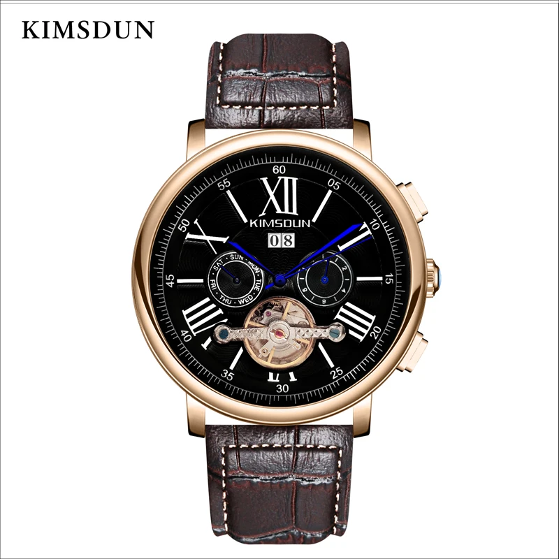 Новые Брендовые мужские часы KIMSDUN автоматические механические Tourbillon спортивные