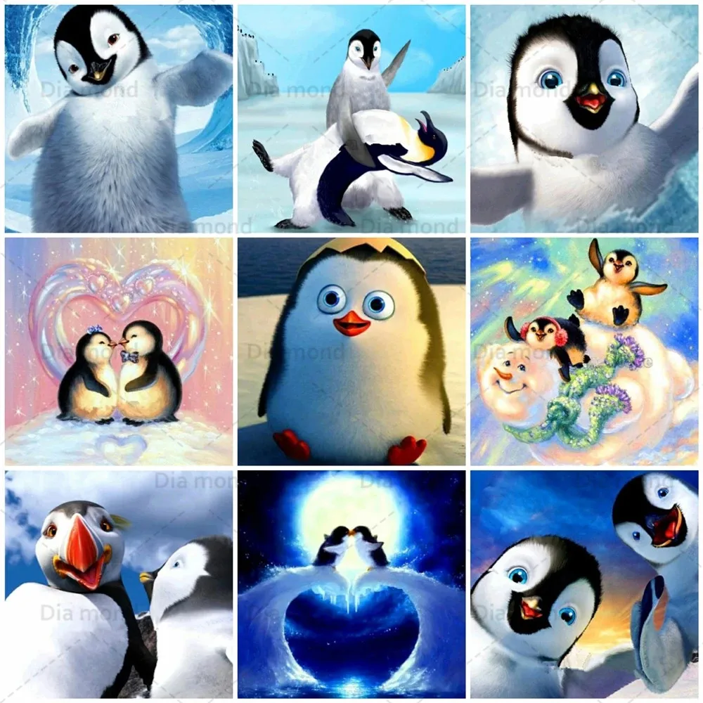 

Animals Diamond Embroidery Cross Stitch Penguin Diy 5D Diamond Painting Cartoon Full Drill Diamond Rhinestones Art Home Decor