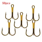 Тройной рыболовный крючок iLure, 50 шт.лот, из нержавеющей стали, цвет черный, серебристый, золотой