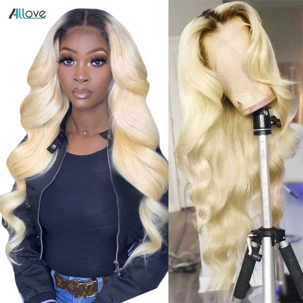 

Allove Ombre Human Hair Wig 613 Lace Front Wig 13X4X1 Body Wave Lace Front Human Hair Wigs For Women Pre Plcuked Lace Part Wig