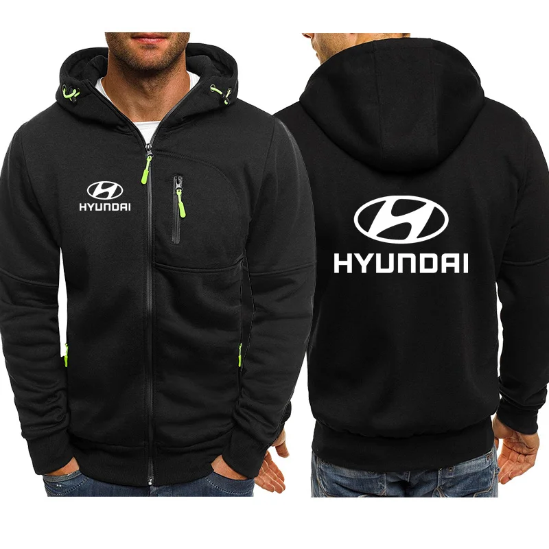 Hoodies Men Hyundai Motor Car Logo Print Casual Hip Hop Harajuku Long Sleeve Hooded Sweatshirts Mens zipper Jacket Hoody Clothes
