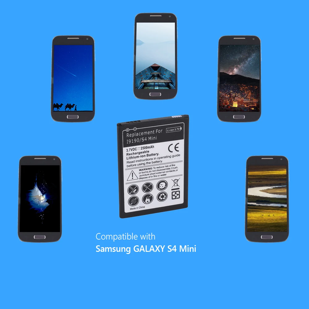 Мобильный телефон батареи 2500mAh для Samsung GALAXY S4 Mini Phone Battery перезаряжаемая литий