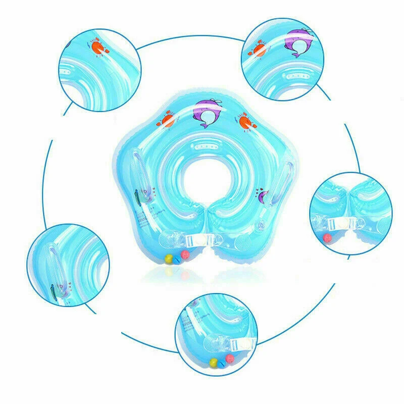 

LazyChild Baby Neck Float Swimming Newborn Baby Swim Neck Ring Pump Mattress Cartoon Pool Swim Wheel Kids Swim Pool Accessories