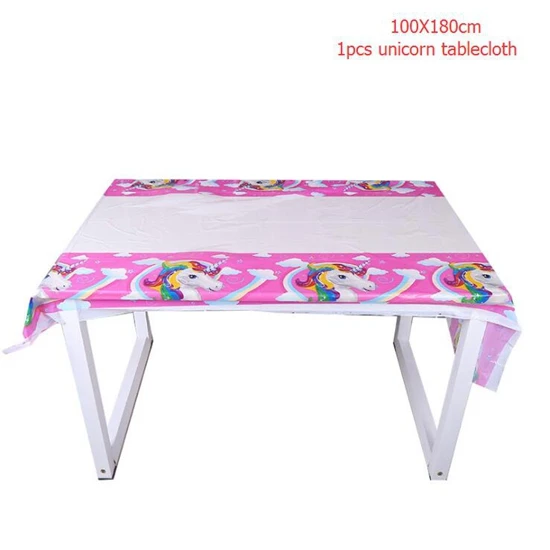 unicorn tablecloth Единорог тема вечерние Unicornio одноразовая посуда Единорог Декор поставки День Рождения украшения Дети Единорог вечерние сувениры - Цвет: unicorn tablecloth