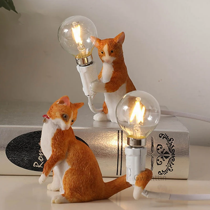 Современные Полимерные настольные лампы SELETTI в виде кошки для спальни мини
