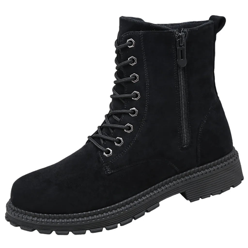 Мужские осенние повседневные ботинки модные мотоциклетные ретро с круглым