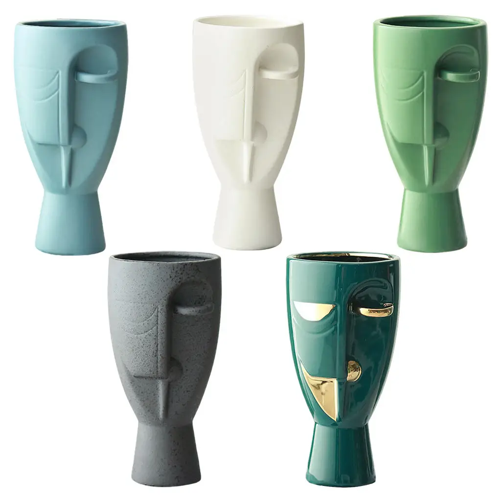 

Нордическая Минималистичная керамическая абстрактная ваза человеческое лицо креативная витрина для комнаты декоративная ваза в форме гол...