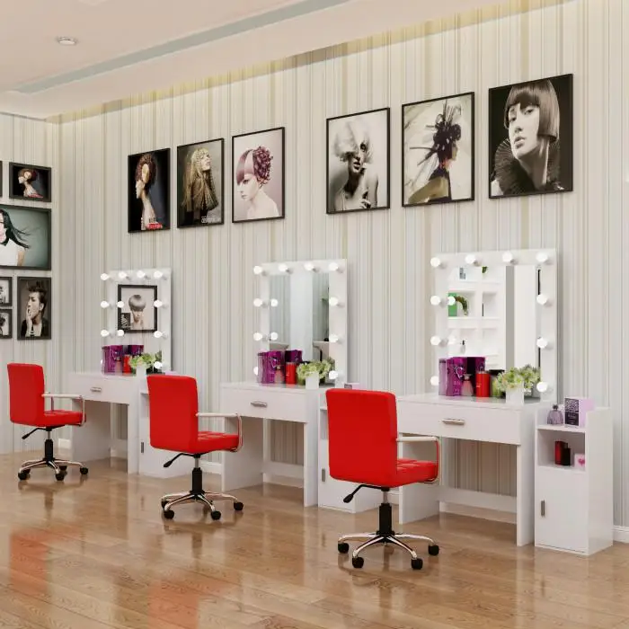 Простой туалетный столик для макияжа школьный студии с лампой профессиональный