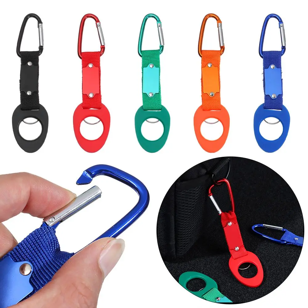 

New Arrival Sports Outdoor Kettle Buckle Carabiner Water Bottle Holder Camping Hiking Aluminum Rubber Buckle Hook High Quality