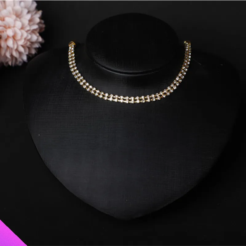 Оптовая продажа двойное ожерелье Стразы 10 цветов блестящие ювелирные изделия