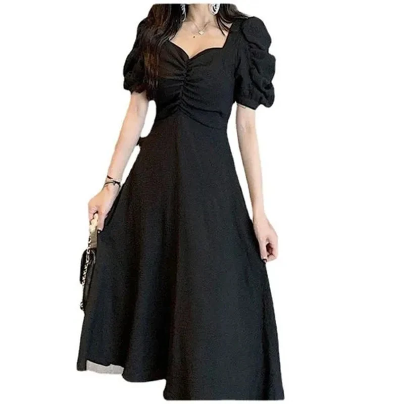 

2021 women's summer casual solid color sexy dress beach mask with pockets plus size loose
