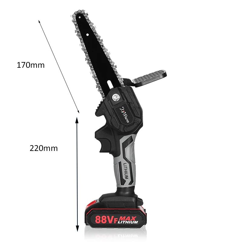 

3000W 6 Inch 88V Mini Electric Chain Saw With 2Pcs Battery Rechargeable Woodworking Pruning Saw One-handed Garden Power Tool