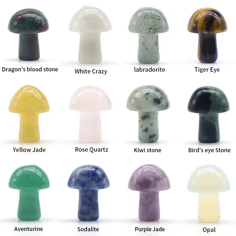

20mm Crystal Stone Mini Mushroom DIY Home Accessories Landscape Garden Flowerpot Decoration Small Ornament Love Figurines Micro