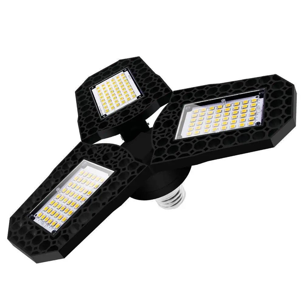 

1pc Transformable LED Garage Light 80W Indoor Foldable Warehouse Parking Lot Ceiling Light E27 Medium Base