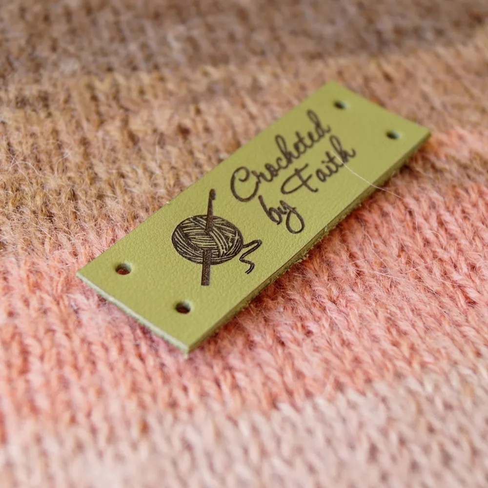 

Custom Faux Leather Tags, Leather Hat Tags, Clothing Leather Labels, Sew in Tags, Garment Tags, Crochet labels, Knitting Labels