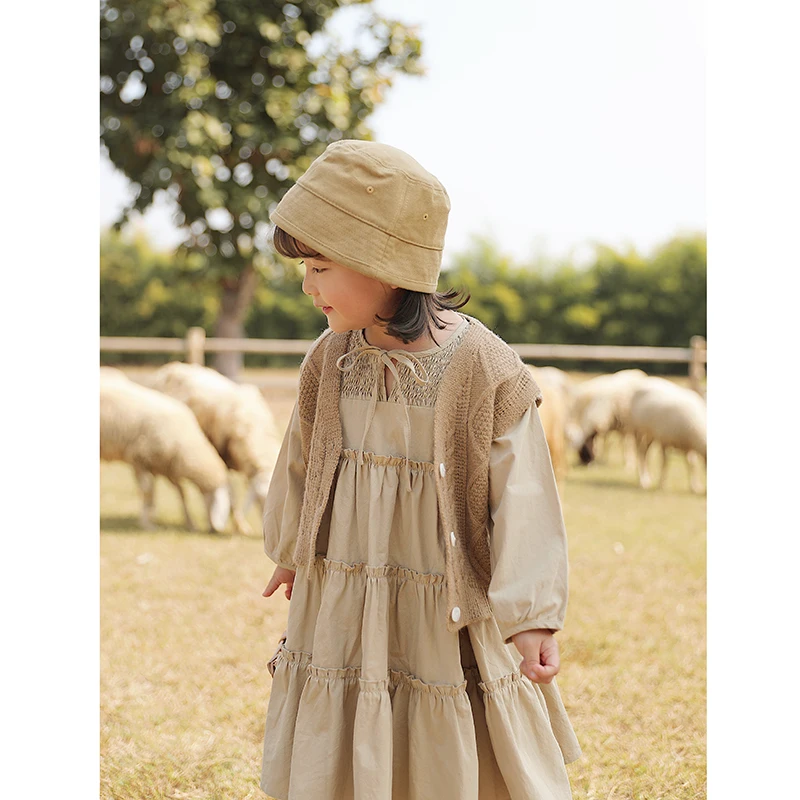 Плиссированное Платье для девочек корейская мода 2020 новинка весенняя и осенняя