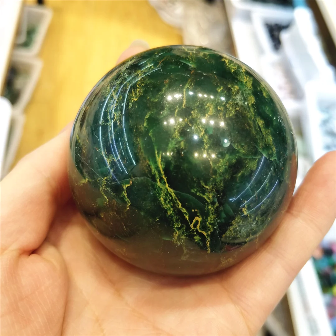 Натуральный кварц Emeraude изумрудный шар сфера драгоценные камни и минералы