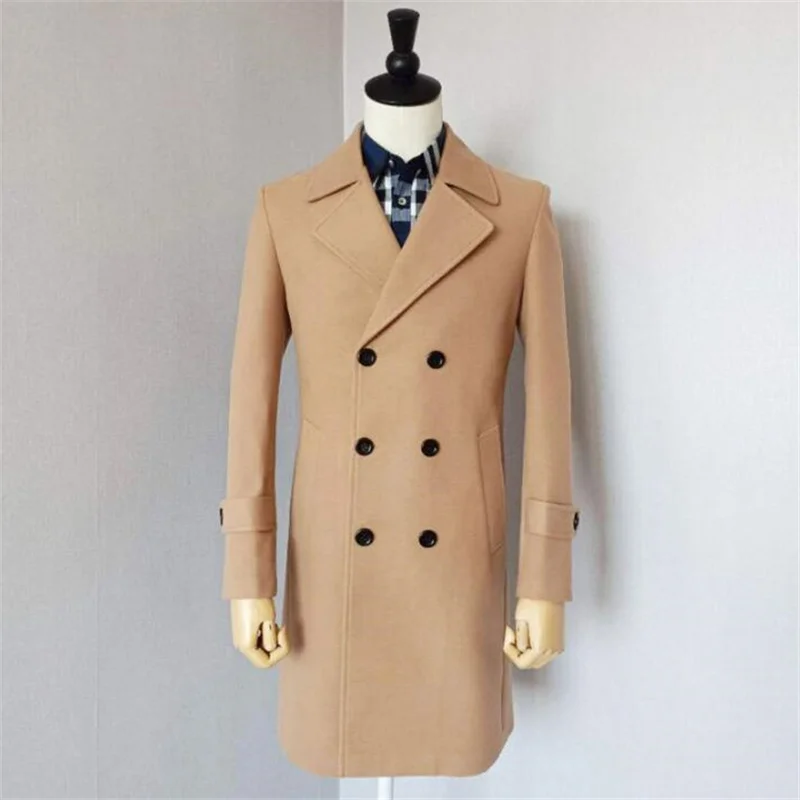 

Fashion men's woolen coat slim double-breasted lapel jaqueta masculina inverno cashmere clothing autumn winter veste homme