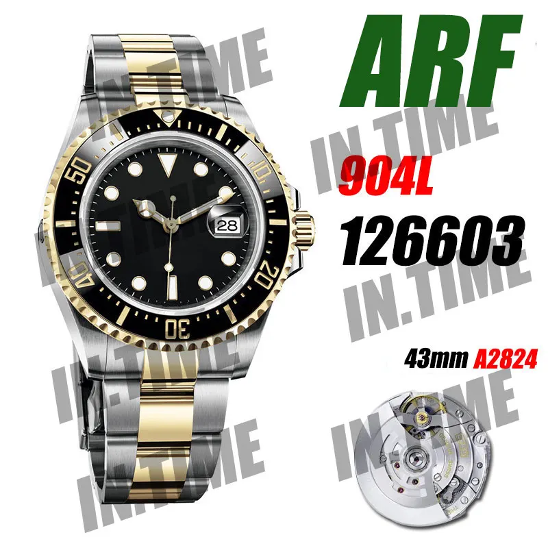 

Men's luxury watch SEA-DWELLER TWO TONE 126603 ARF 1:1 BEST EDITION 904L CASE AND BRACELET Asian 2824 movement watch01