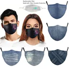 Пылезащитная Ветрозащитная маска для взрослых, модная 3D джинсовая защитная маска с цифровым принтом, дышащая маска для лица против загрязнений