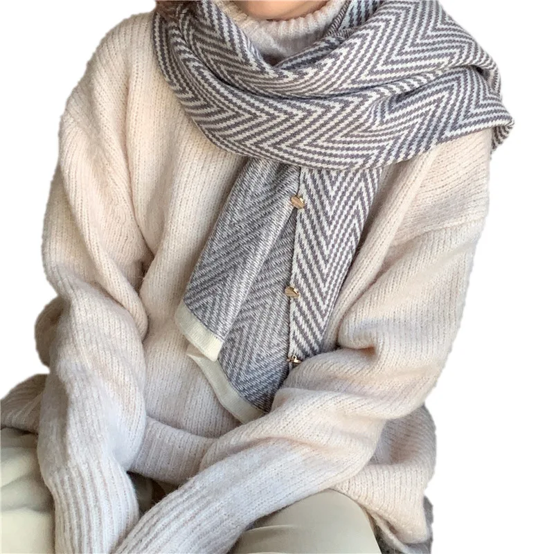 2022 Sale Hijab Winter Button Shawl Thickened Warm Imitation Cashmere Scarf Women Bandana Pashmina Scarves Poncho Foulard Femme 