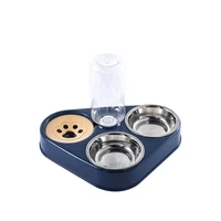 500ml 3 in 1 cat bowl dog bowl with dog water bottle automatic drinking bowl cat food bowl pet stainless steel double 3 bowls