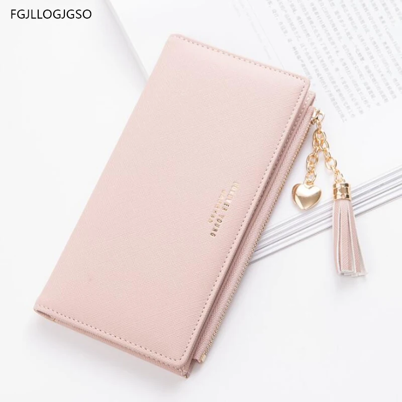 Женский кошелек с кисточкой 2019 длинный симпатичный кожаные женские кошельки