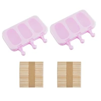 diy frozen dessert ice moulds with lid 2 pcs ice silicone moulds easy cleaning cream mould with 100 wooden sticks